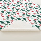 Christmas Trees Pine Forest Cozy Patterned シェルパブランケット (3/4)