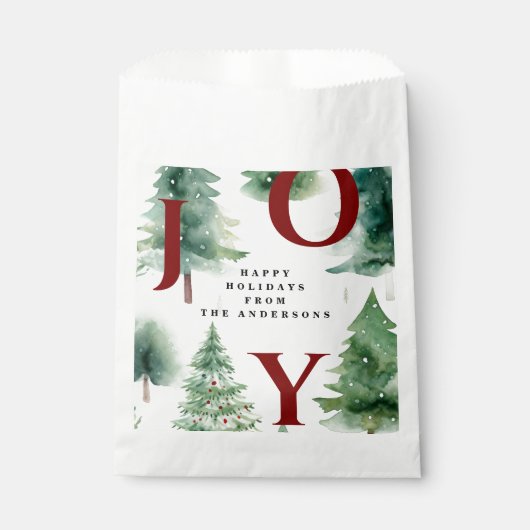 Christmas Trees Rustic Greenery Holiday Red Joy フェイバーバッグ (正面)