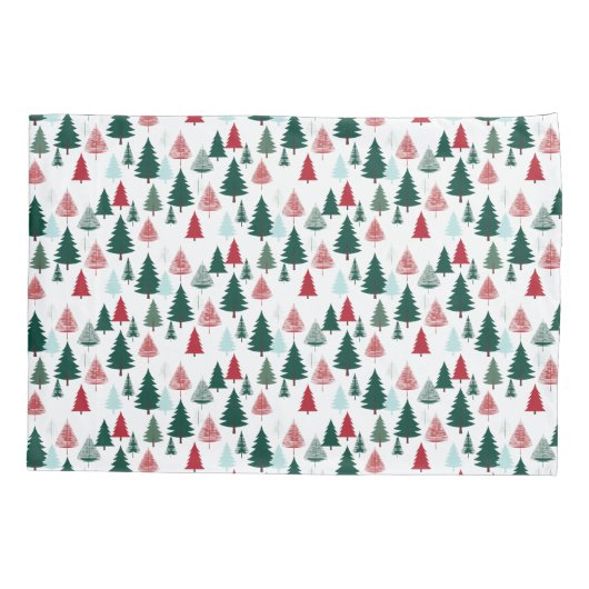 Christmas Trees Scandi Pine Forest Cozy Patterned 枕カバー (裏面-左)