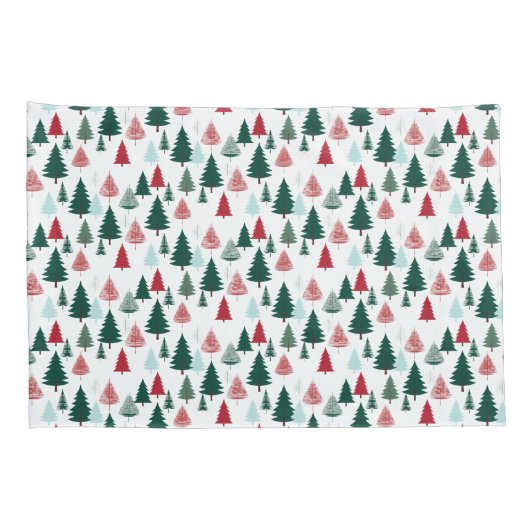 Christmas Trees Scandi Pine Forest Cozy Patterned 枕カバー (裏面-右)
