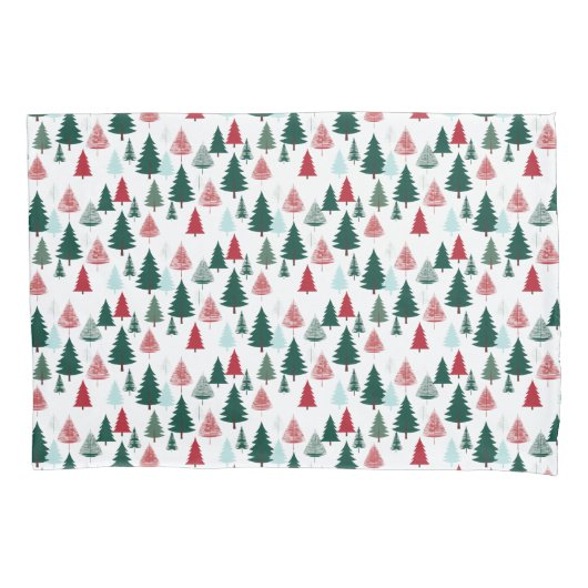 Christmas Trees Scandi Pine Forest Cozy Patterned 枕カバー (正面左)