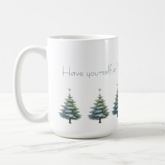 Christmas Trees with Personalized Message Mug コーヒーマグカップ (左)