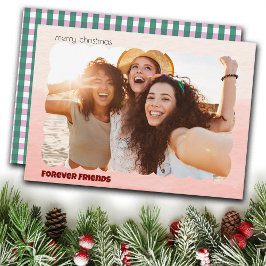 Christmas Trendy Checks Custom Photo Holiday Cards シーズンカード