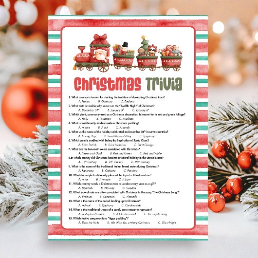 Christmas Trivia Game シーズンカード