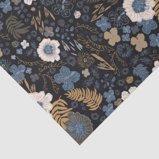 Christmas Tropical Coastal Blue Hibiscus Floral  薄葉紙 (詳細)