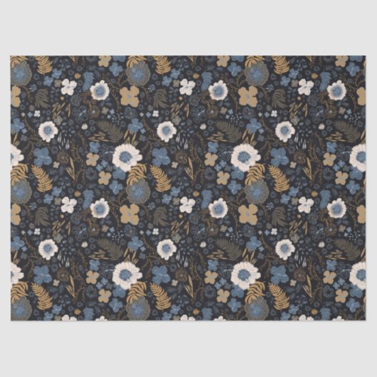 Christmas Tropical Coastal Blue Hibiscus Floral  薄葉紙 (正面)