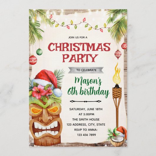 Christmas Tropical Party invite 招待状 (正面)