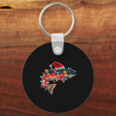 Christmas Trout Fish Funny Fishing Santa Hat Light キーホルダー (正面)