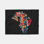 Christmas Trout Fish Funny Fishing Santa Hat Light フリースブランケット (正面(横))