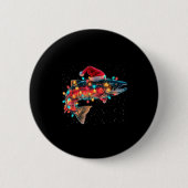 Christmas Trout Fish Funny Fishing Santa Hat Light 缶バッジ (正面)