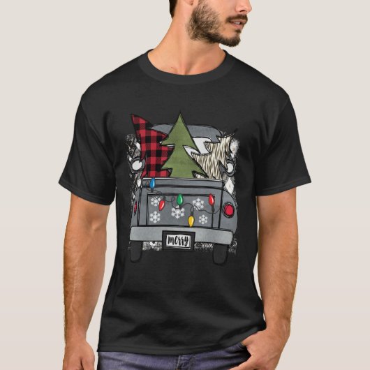 Christmas Truck and Red Buffalo Plaid Holiday Tree Tシャツ (正面)
