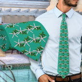 Christmas Turquoise Starfish pattern tie ネクタイ