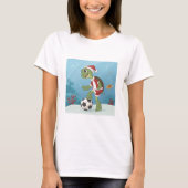 Christmas Turtle playing football Tシャツ (正面)