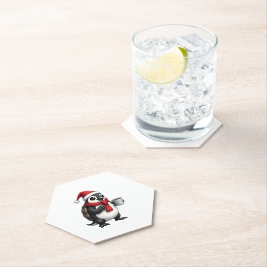 Christmas Turtle with Santa Hat Coffee Lover Funny ペーパーコースター (インサイチュ)