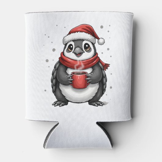 Christmas Turtle with Santa Hat Coffee Lover Funny 缶クーラー (正面)