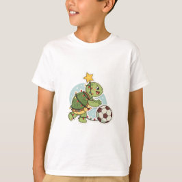 Christmas Turtle with Soccer Ball Tシャツ