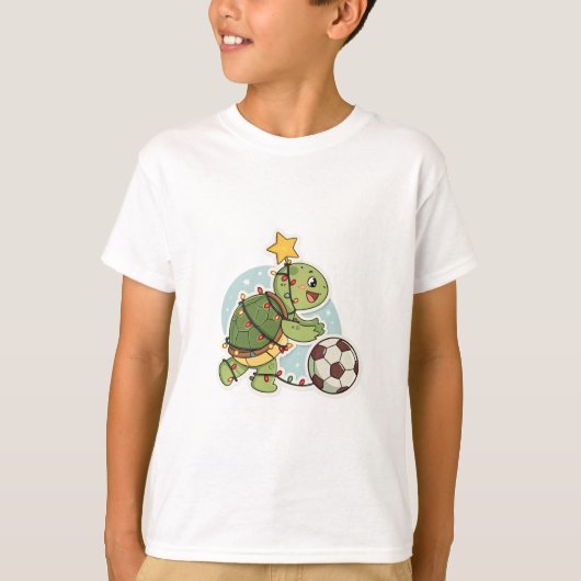Christmas Turtle with Soccer Ball Tシャツ (正面)