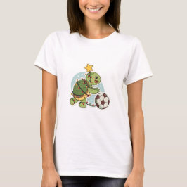 Christmas Turtle with Soccer Ball Tシャツ