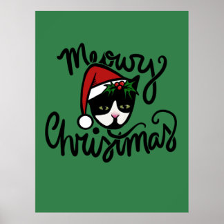 Christmas Tuxedo Cat ポスター