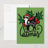 Christmas Tuxedo Cat ポストカード (正面/裏面)