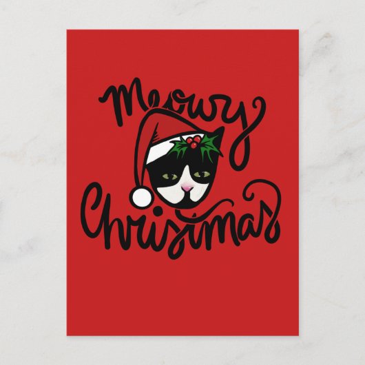 Christmas Tuxedo Cat ポストカード (正面)