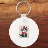 Christmas Tuxedo Cat Santa Scarf Ugly Xmas Women G キーホルダー (正面)