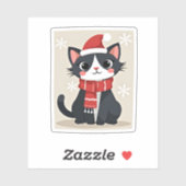 Christmas Tuxedo Cat Santa Scarf Ugly Xmas Women G シール (シート)