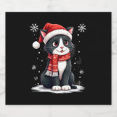 Christmas Tuxedo Cat Santa Scarf Ugly Xmas Women G スパークリングワインラベル (シングルラベル)