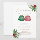 Christmas Twin Brothers Baby Shower Invitation 招待状 (正面/裏面)