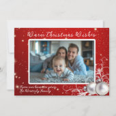 Christmas Twinkling Red One Photo Greeting Card (正面)