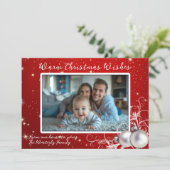 Christmas Twinkling Red One Photo Greeting Card (スタンド正面)