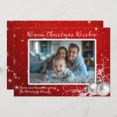Christmas Twinkling Red One Photo Greeting Card (正面/裏面)
