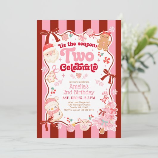 Christmas Two Celebrate 2nd Birthday Invitation 招待状 (スタンド正面)