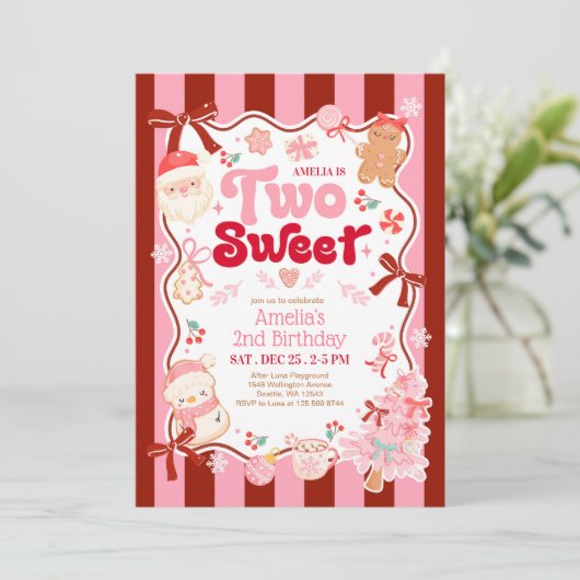 Christmas Two Sweet 2nd Birthday Invitation 招待状 (スタンド正面)