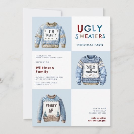 christmas Ugly Christmas Sweaters Party 招待状 (正面)