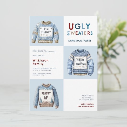 christmas Ugly Christmas Sweaters Party  招待状 (スタンド正面)