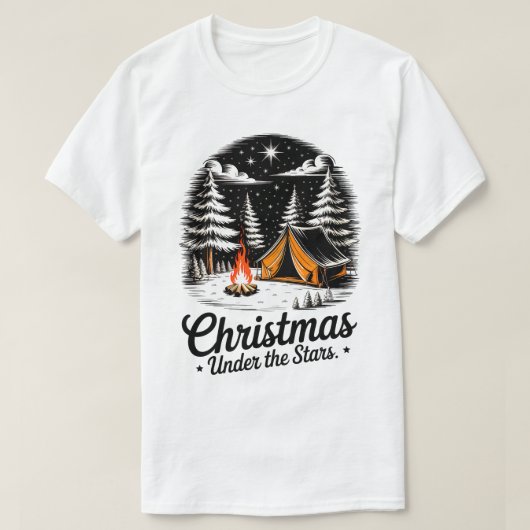 Christmas Under the Stars Camping Scene Tシャツ (デザイン正面)