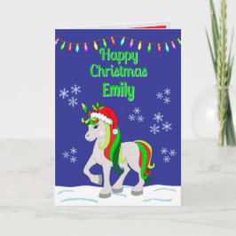 Christmas Unicorn Folded Greeting Card カード