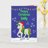 Christmas Unicorn Folded Greeting Card カード (黄色い花)