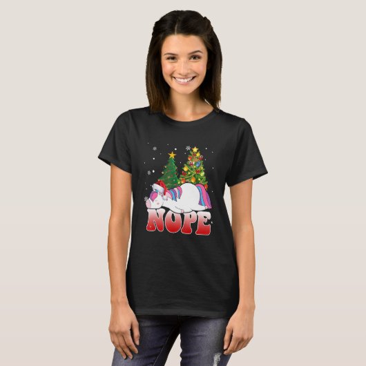 Christmas Unicorn Nope Tree  Unicorn   Xmas Tシャツ (正面フル)