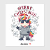 Christmas Unicorn Santa Hat T-Shirt シール (シート)