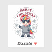Christmas Unicorn Santa Hat T-Shirt シール (シート)