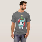 Christmas Unicorn with Christmasree and Star vinta Tシャツ (正面フル)