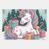 Christmas Unicorn Wrapping Paper ラッピングペーパーシート (正面)