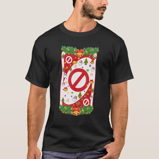 Christmas Uno Cards Xmas Tree Santa Wreath Snowfla Tシャツ (正面)