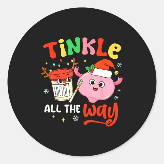 Christmas Urologist Nephrologist T Healthcare Work ラウンドシール (正面)