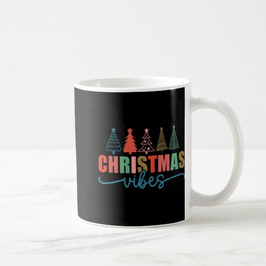 Christmas Vibes Colorful Holiday Trees Design Todd コーヒーマグカップ (右)