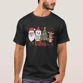 Christmas Vibes Santa Snowman Reindeer Holiday Tシャツ