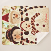 Christmas Vibes Snowman Celebration シェルパブランケット (正面(横))