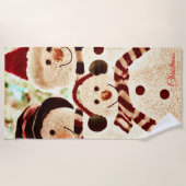Christmas Vibes Snowman Celebration ビーチタオル (正面)